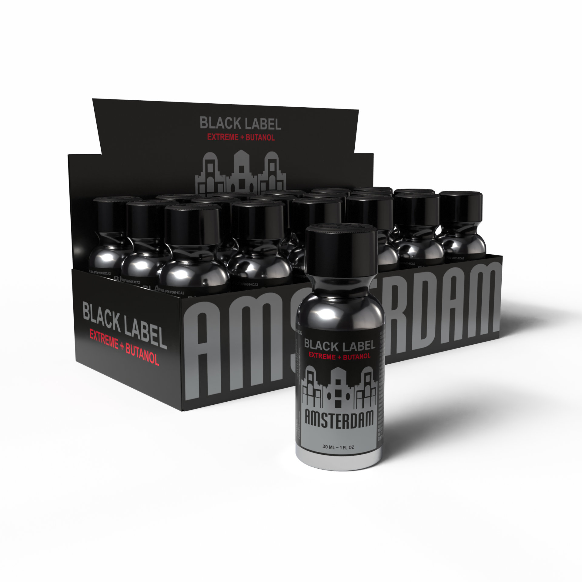 Expositor Amsterdam Black Label Extreme — bandeja 18 unidades